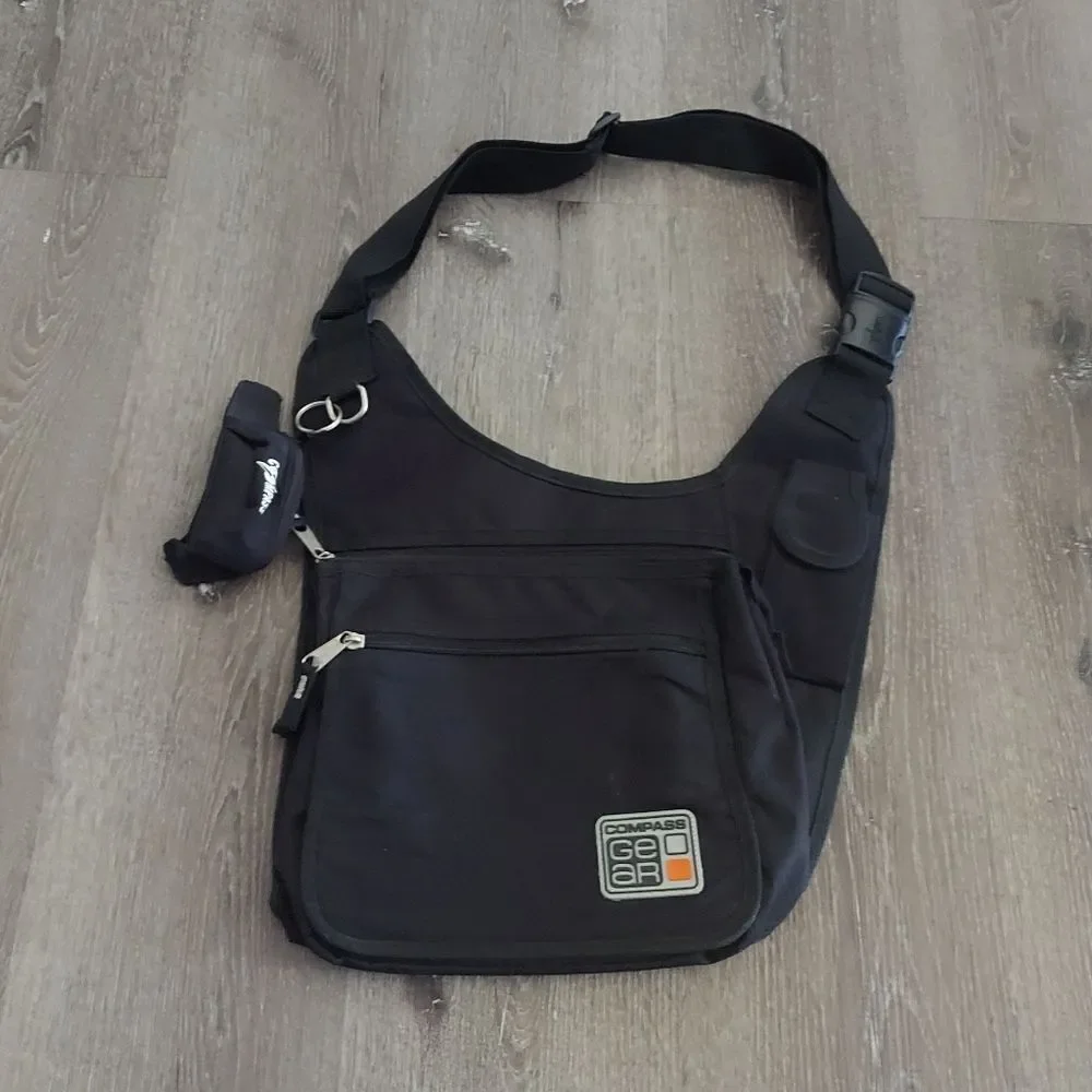 Compass Gear Black Crossbody Messenger Bag